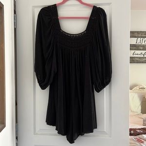 Free People black long sleeve romper